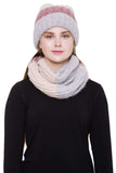 Infinity Scarf And Knit Hat Set with Stripe Pattern