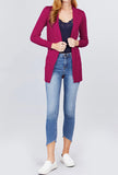 Long Sleeve Cardigan W/pockets - Cranberry Red